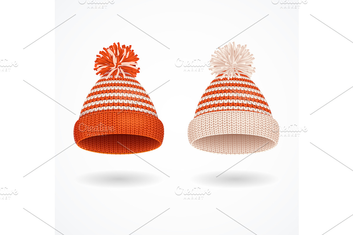 Realistic 3d Detailed Winter Hat Set in Objects - product preview 8