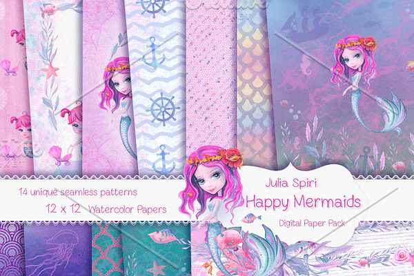 Mermaid Patterns /Digital Paper Pack
