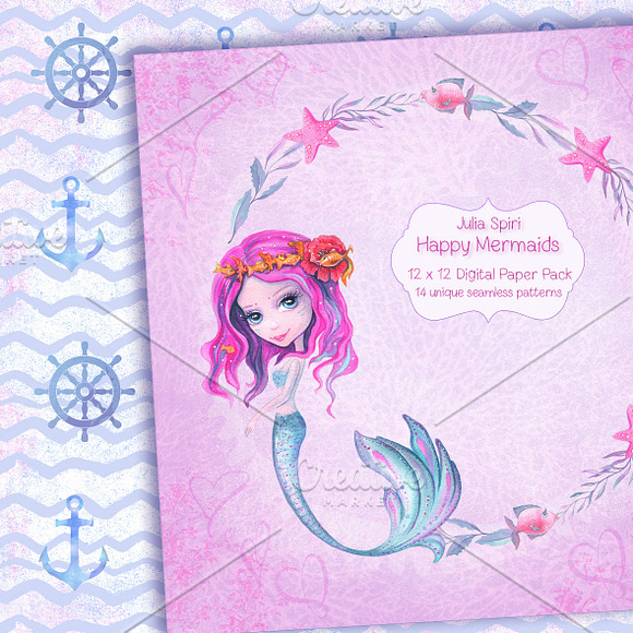 Mermaid Patterns /Digital Paper Pack in Patterns - product preview 6