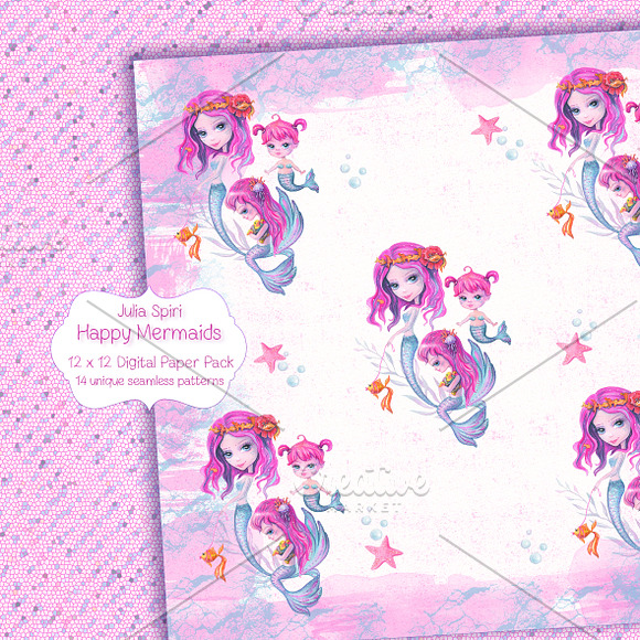 Mermaid Patterns /Digital Paper Pack in Patterns - product preview 7