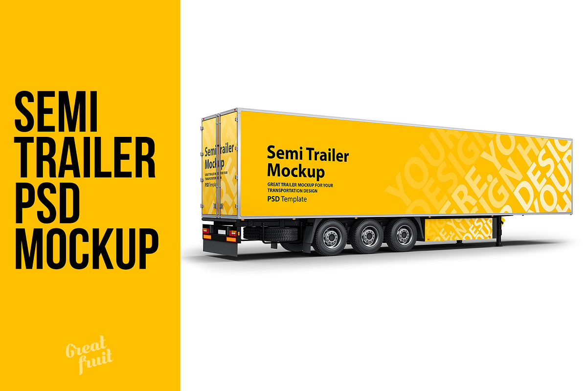 Semi Trailer Truck PSD Mockup in Mockup Templates - product preview 8