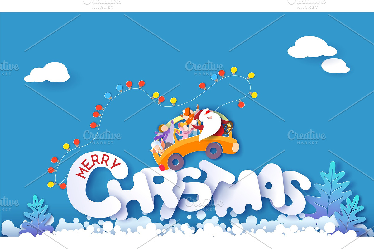 Merry Christmas design card with in Objects - product preview 8