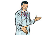 doctor handshake, medicine and