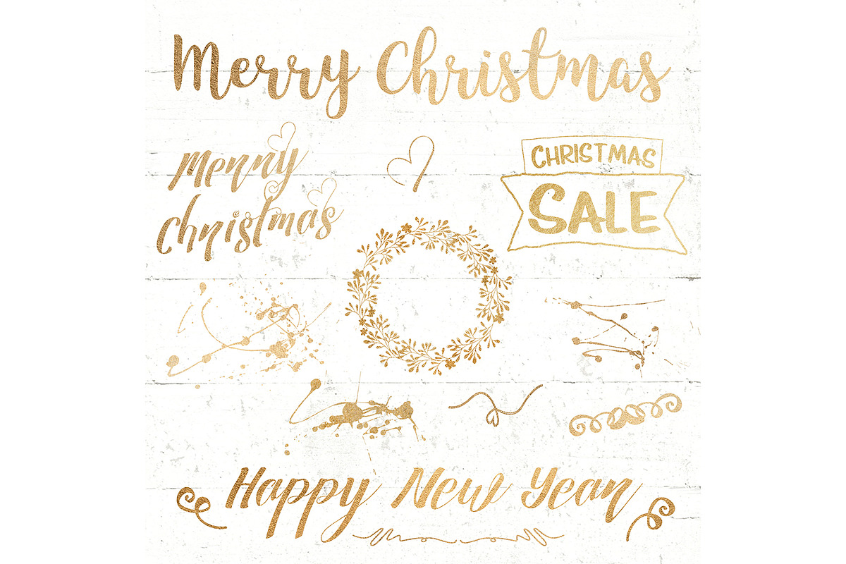 Gold Christmas lettering overlay in Objects - product preview 8