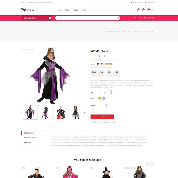 BOS GYPSY - BABY CLOTHING, HALLOWEEN in Bootstrap Themes - product preview 5
