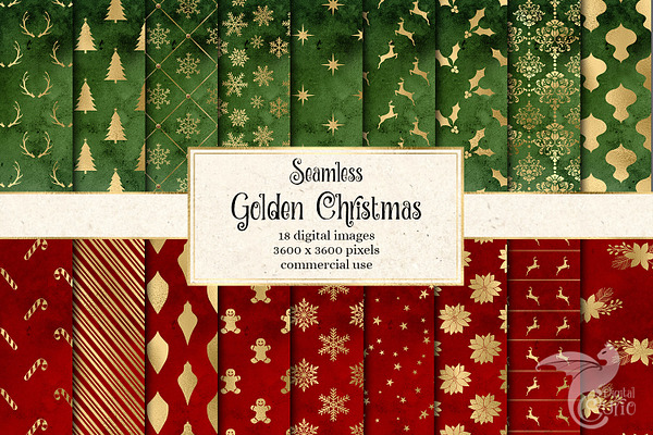 Golden Christmas Digital Paper