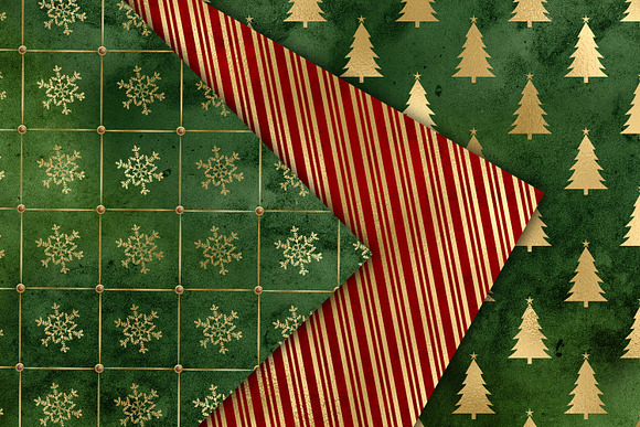 Golden Christmas Digital Paper in Patterns - product preview 1
