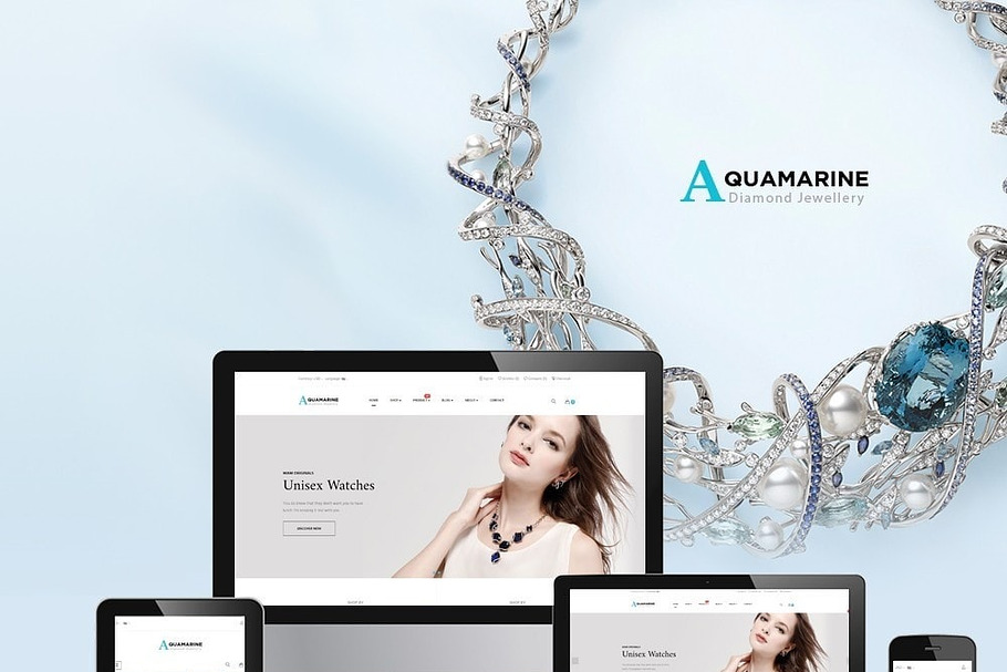 LEO AQUAMARINE - JEWELRY STORE in Website Templates - product preview 8