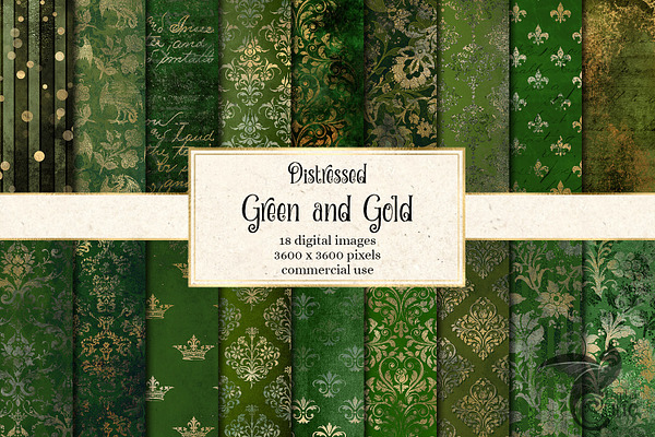 Distressed Green and Gold Textures