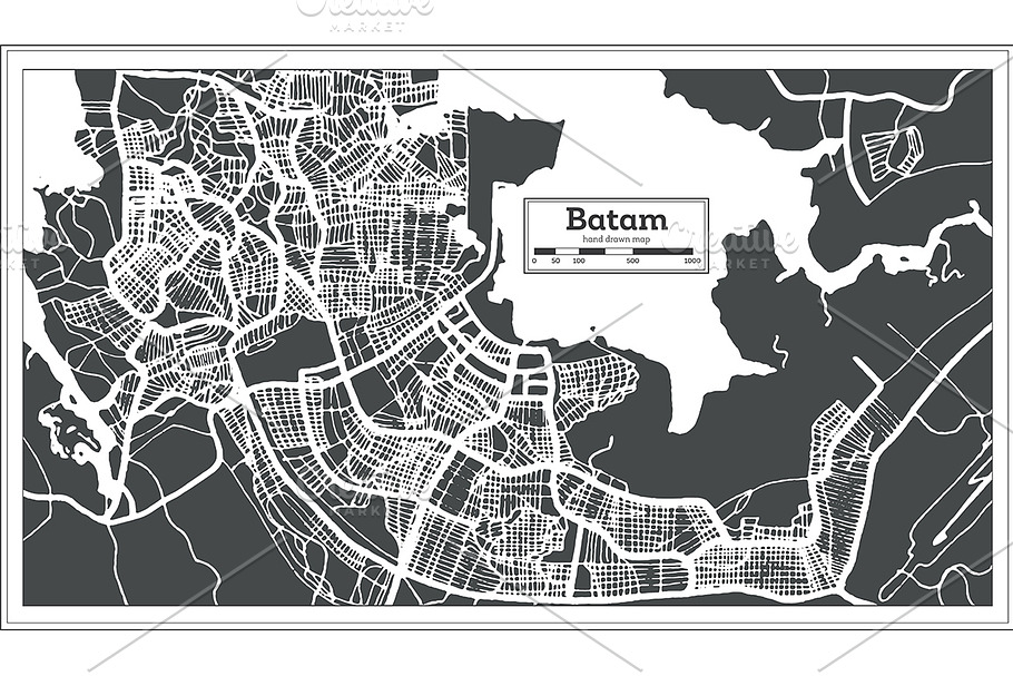 Batam Indonesia City Map in Retro in Illustrations - product preview 8