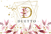 Duetto - gold watercolor leaf set