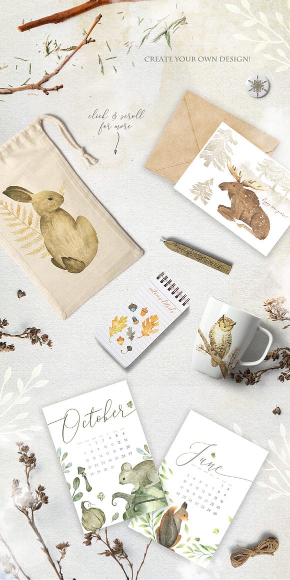 Warm woodland. Animal Watercolor in Illustrations - product preview 4