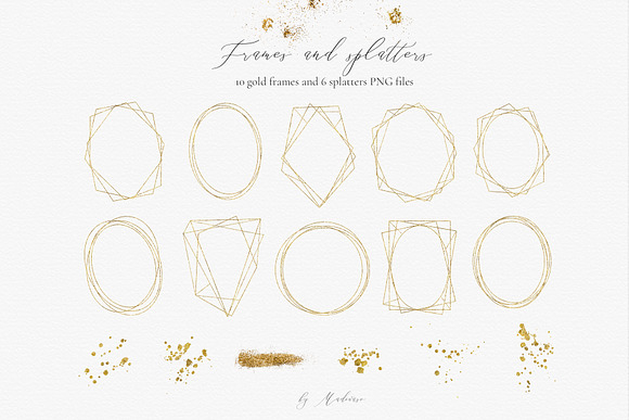 Duetto - gold watercolor leaf set in Illustrations - product preview 5