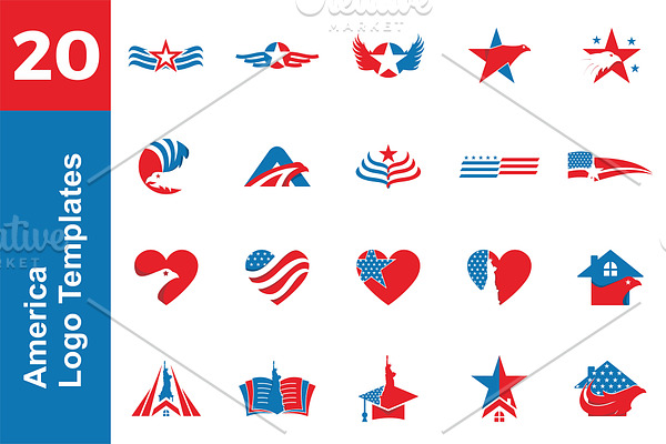 20 Logo America Templates Bundle
