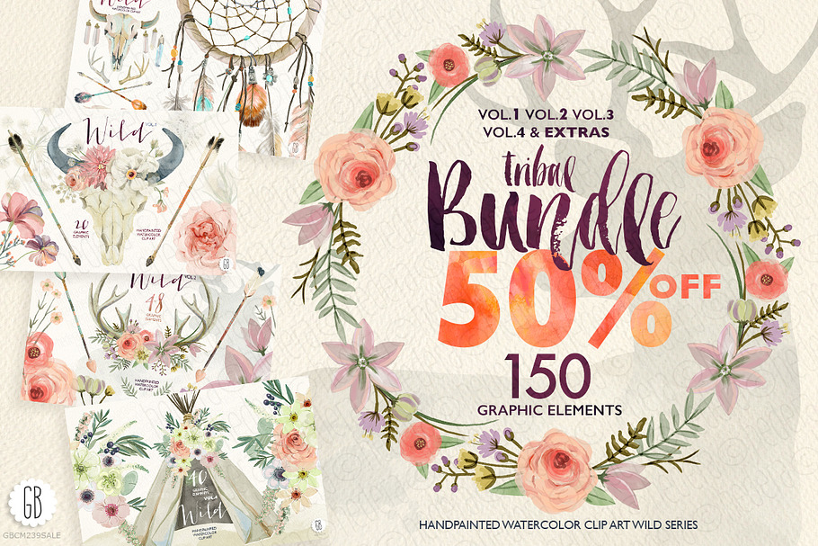 50% OFF Wild watercolor collection + in Illustrations - product preview 8