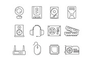 Hardware pc components. Symbols of