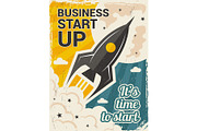 Vintage startup poster. Business