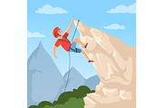 Mountain climber on hills. Poster