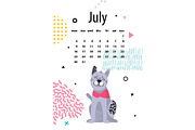 July Calendar for 2018 Year with