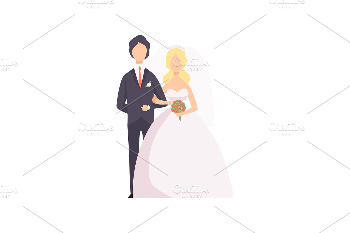Elegant couple of newlyweds at in Illustrations - product preview 8
