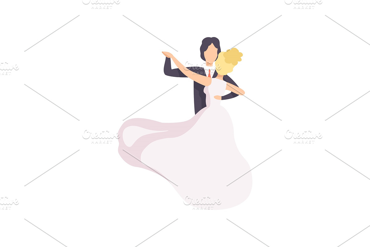 Elegant bride and groom dancing in Illustrations - product preview 8