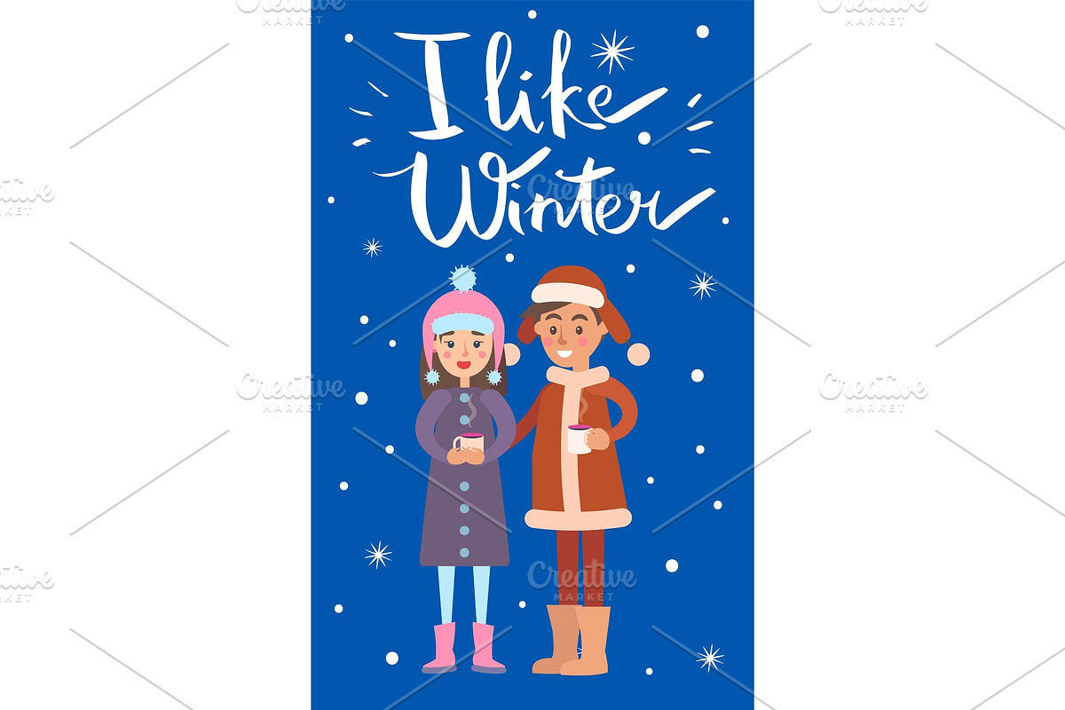 I Like Winter Boy and Girl Vector in Illustrations - product preview 8