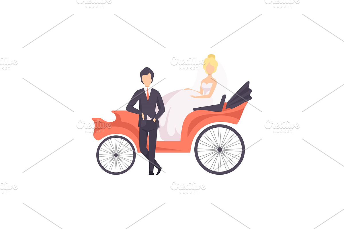 Elegant couple of newlyweds posing in Illustrations - product preview 8
