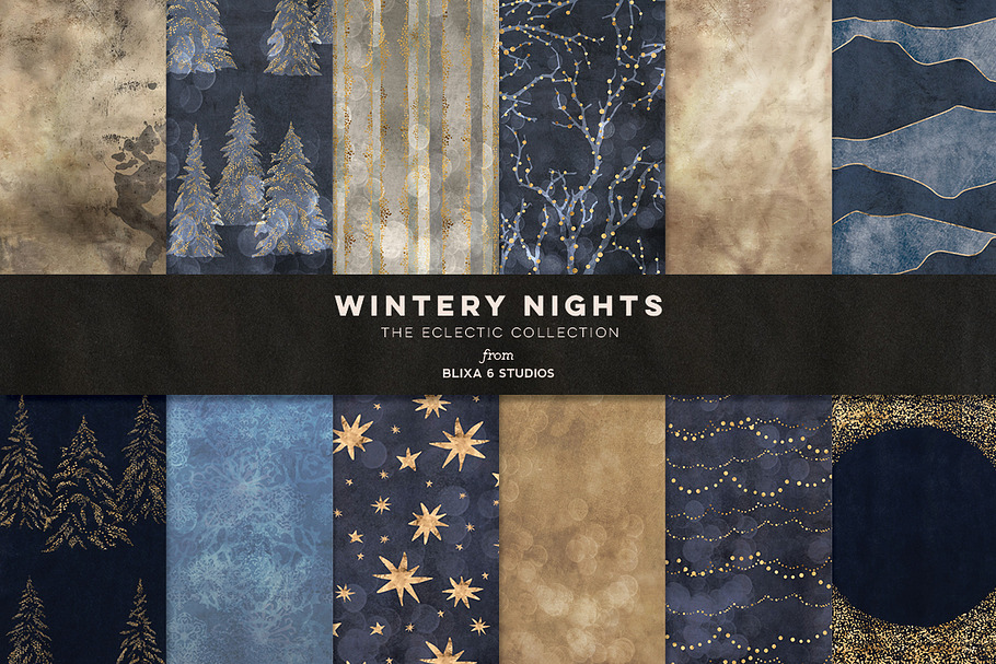 Wintery Nights: Golden Fairy Lights in Patterns - product preview 8