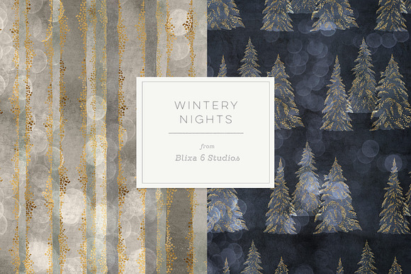 Wintery Nights: Golden Fairy Lights in Patterns - product preview 2