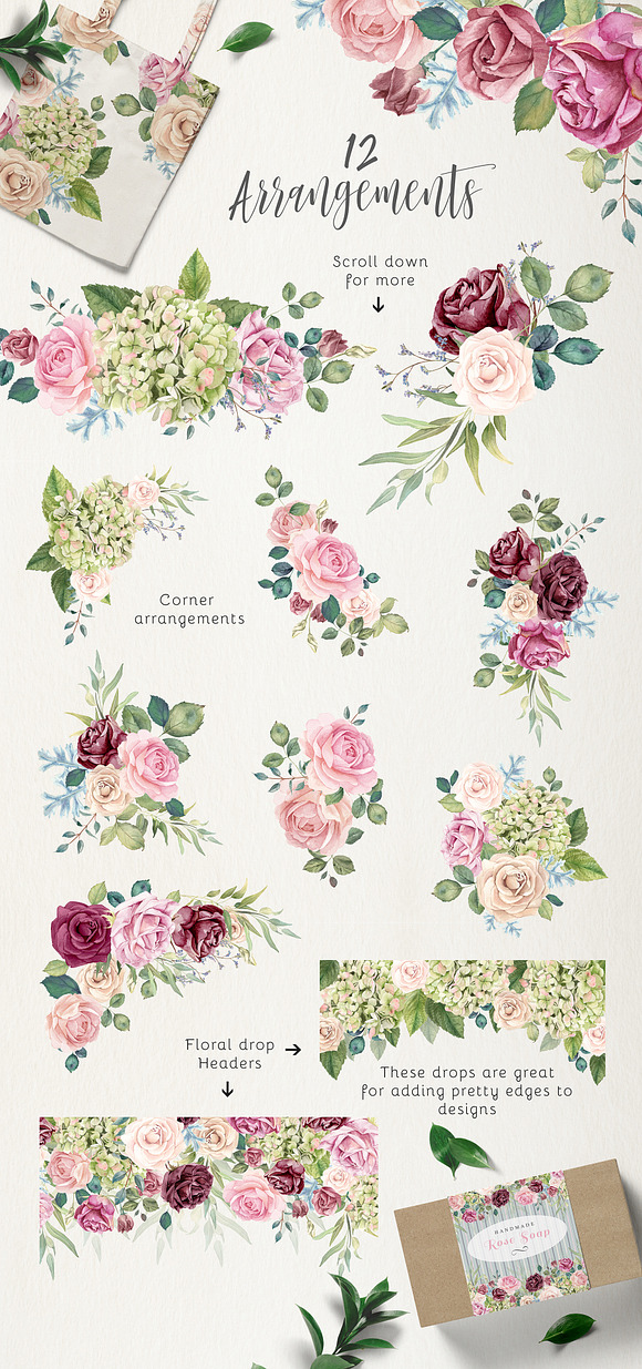 Flower Clipart Set - Rose Garden in Illustrations - product preview 1