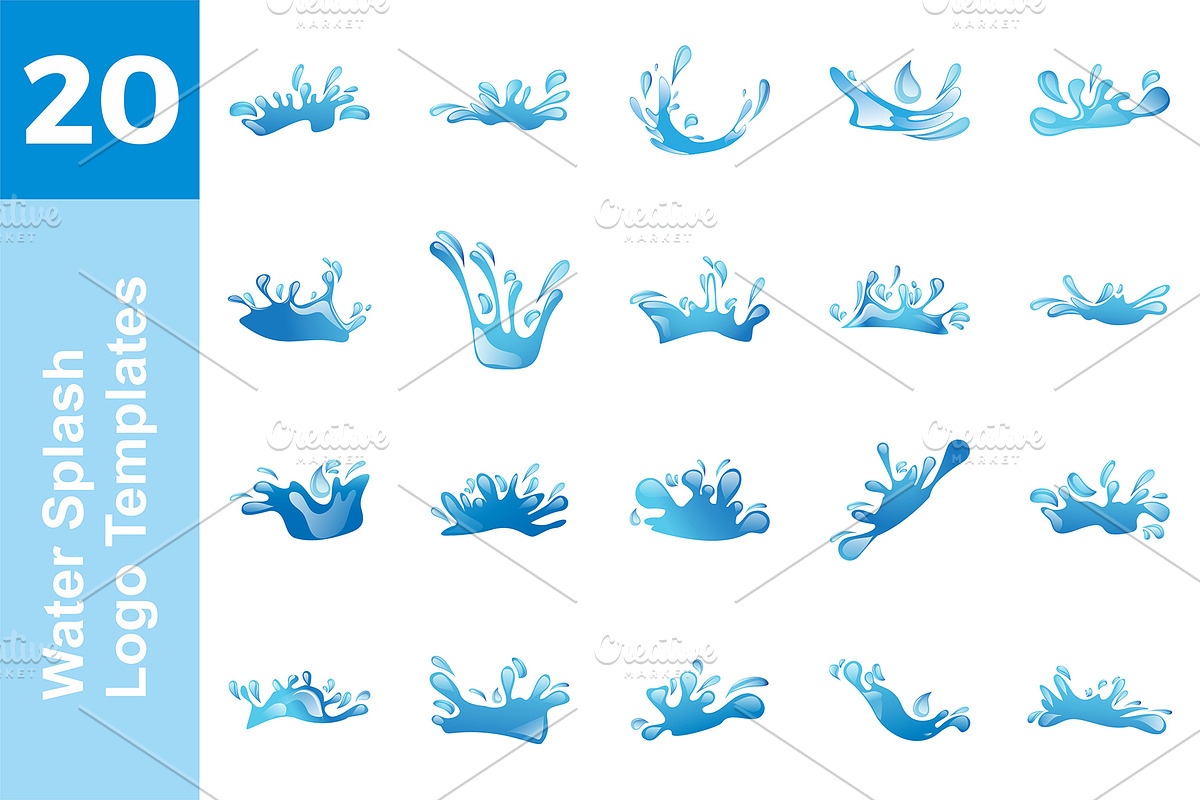 20 Logo Water Splash Templates Bundl in Logo Templates - product preview 8