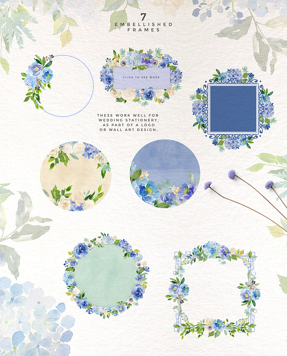 Serene - Flower Clipart Set in Illustrations - product preview 1