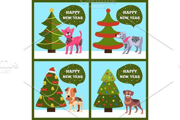 Happy New Year Banners with Dotted