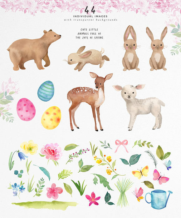 Spring Flower and Animal graphic set in Illustrations - product preview 1
