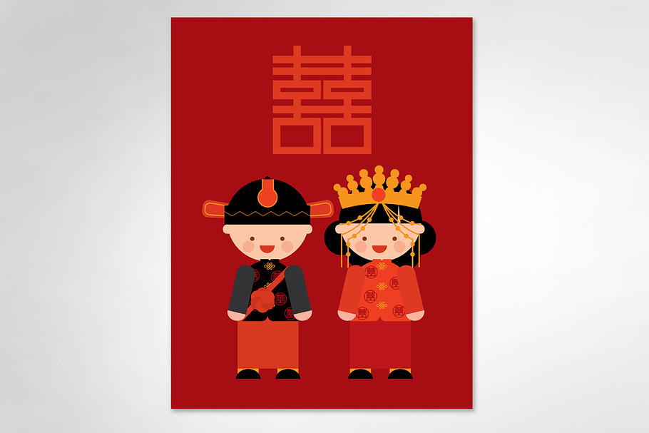 traditional chinese couple vector