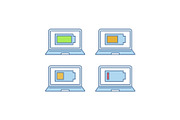 Laptop battery charging color icons