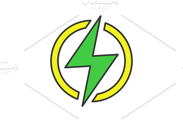 Electric power sign color icon