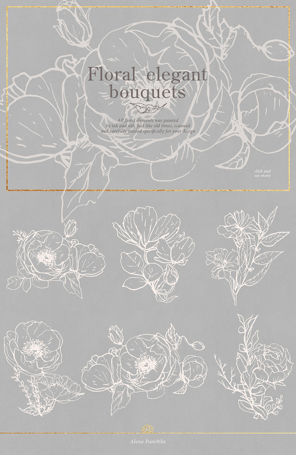 Flower outlines & patterns in Illustrations - product preview 1