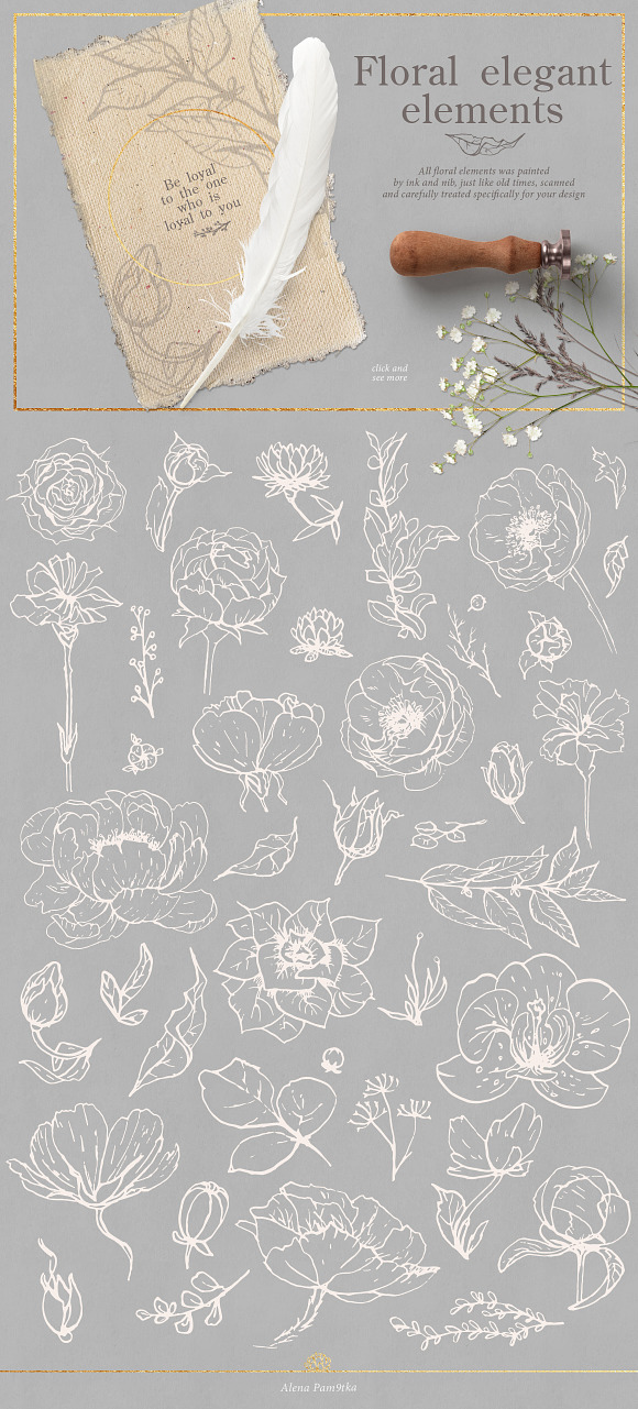 Flower outlines & patterns in Illustrations - product preview 5
