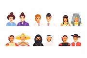 Set of nationalities avatars vector
