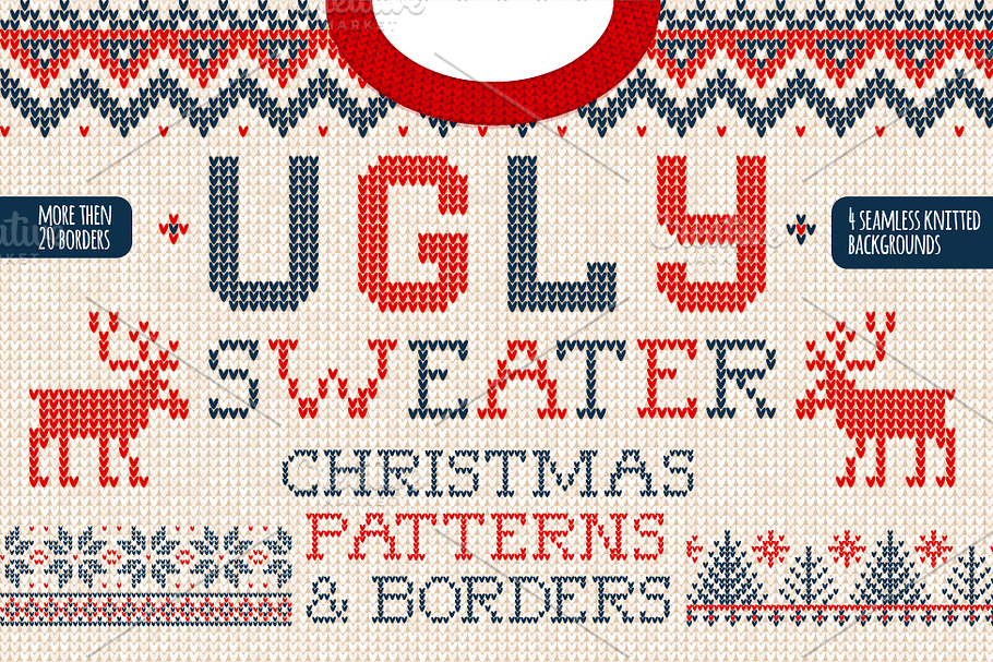 Christmas seamless knitted patterns  in Patterns - product preview 8