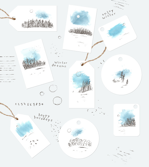 Winter nature set in Illustrations - product preview 3