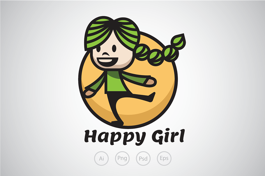 Happy Little Girl Logo Template in Logo Templates - product preview 8