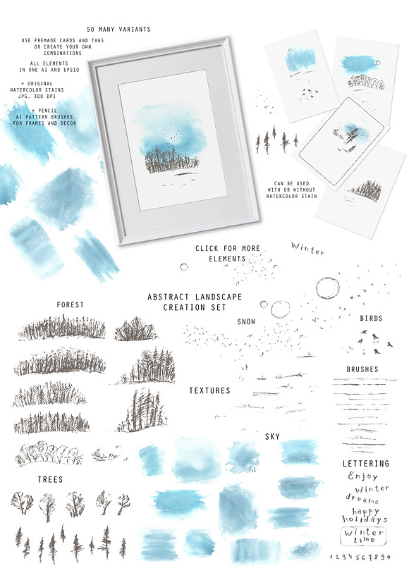 Winter nature set in Illustrations - product preview 4
