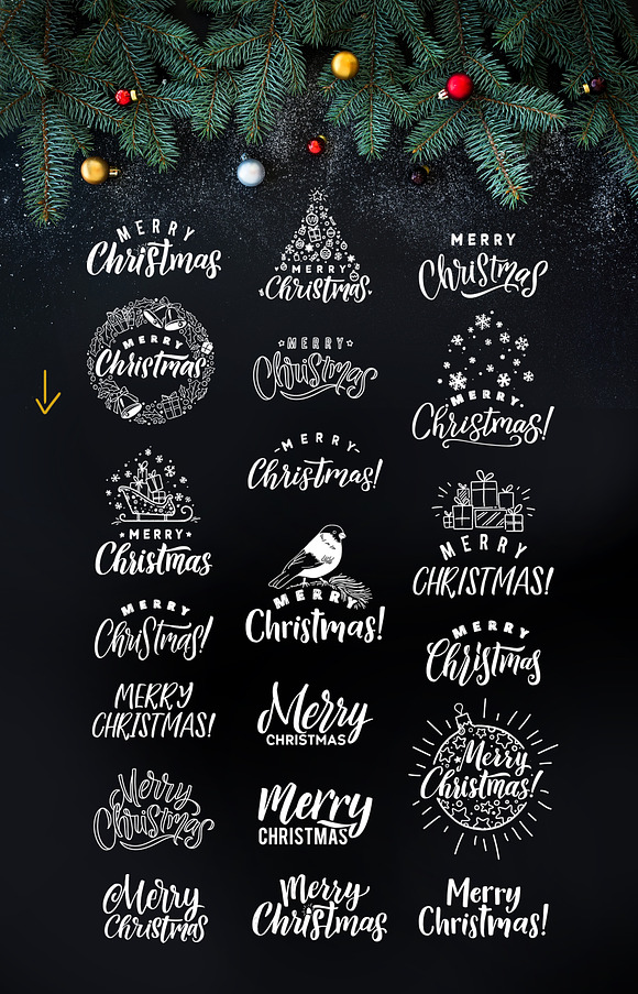 55 Christmas Lettering Labels in Illustrations - product preview 5