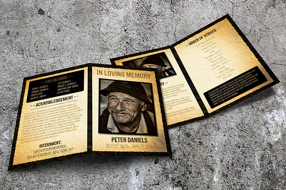 Old Style Funeral Program in Brochure Templates - product preview 1