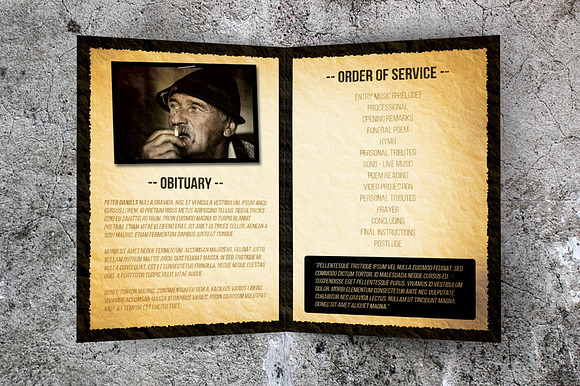 Old Style Funeral Program in Brochure Templates - product preview 3