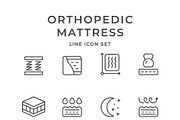 Set line icons of orthopedic mattres