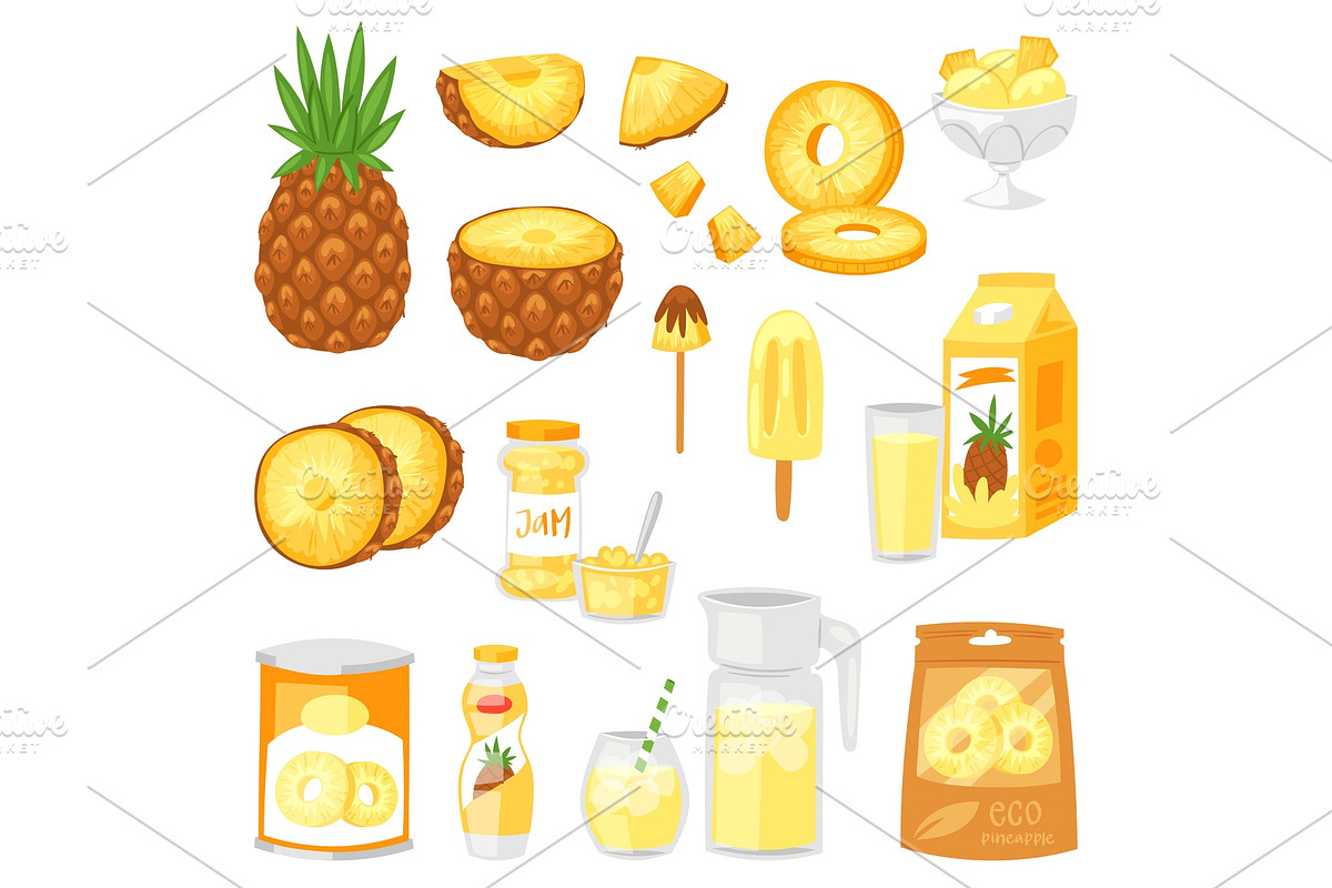 Pineapple vector fresh healthy pine in Illustrations - product preview 8
