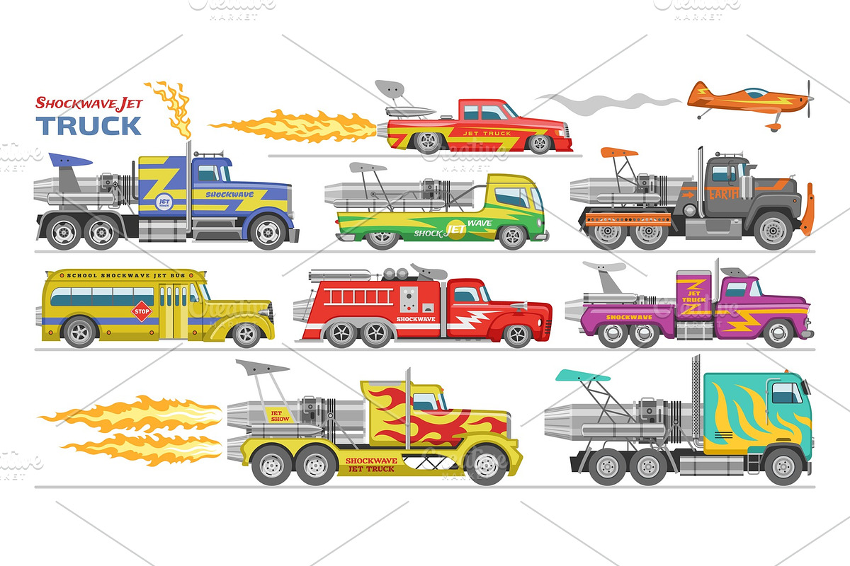 Jet truck vector afterburning race in Illustrations - product preview 8
